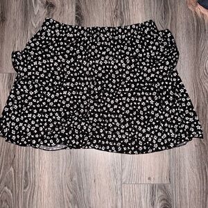 Black Floral Tiered Mini Skirt